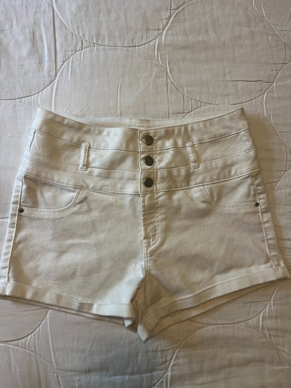 High Waist Fly Button Short Shorts